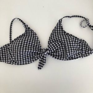 White and black gingham bikini top